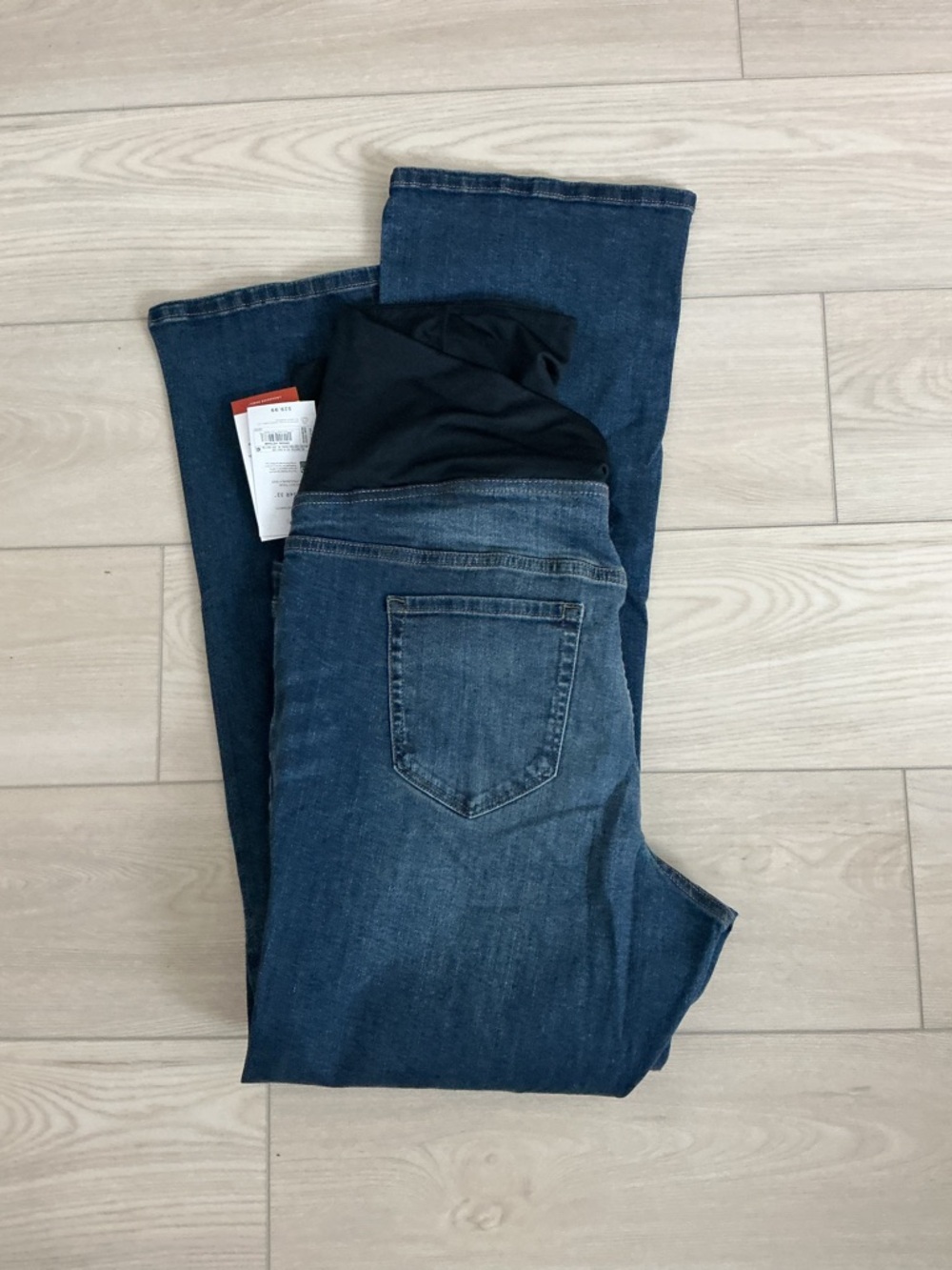 Ingrid & Isabel Dark Blue Bootcut Maternity Jeans with Black Panel - Picture 4 of 4